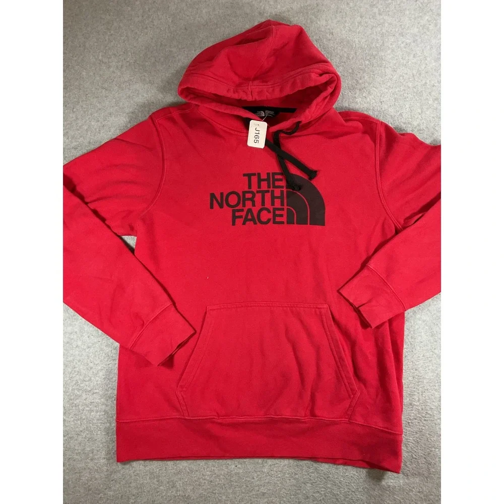The North Face Mens Half Dome Logo Pullover Hoodie Red Black Size Medium j165